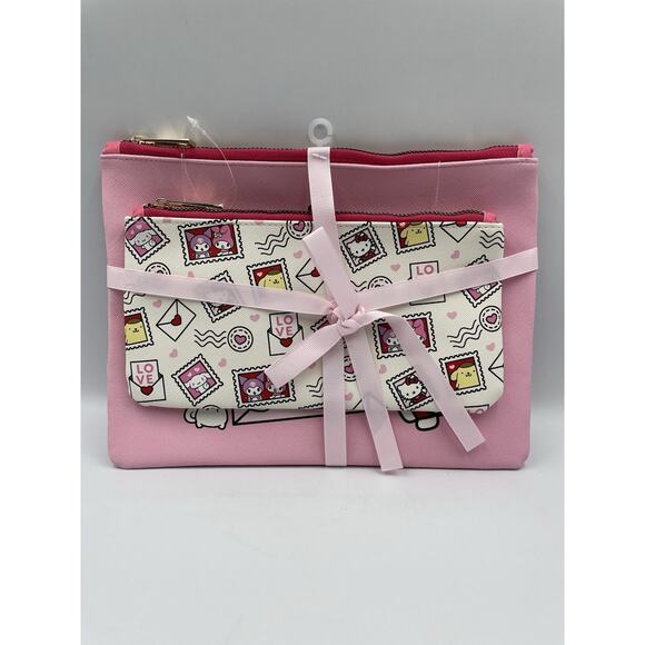Hello Kitty & Friends Lot Of 2 Pencil/Cosmetic Pouches Love Letter NEW With Tag - Picture 1 of 6